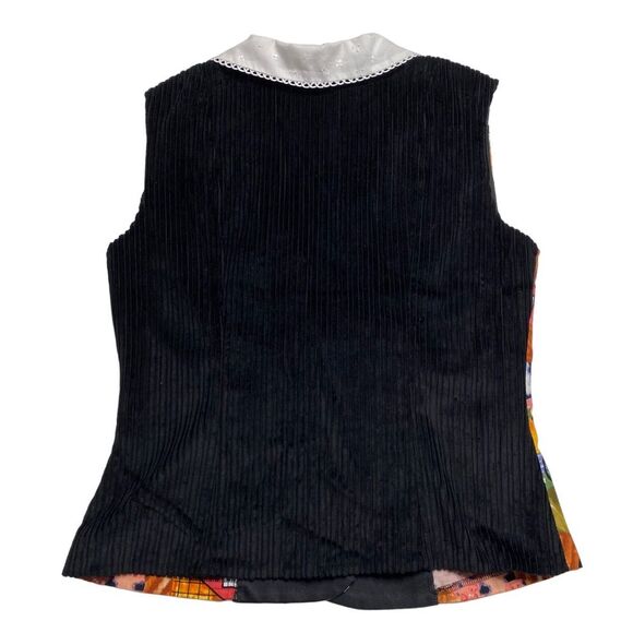 Handmade Farm Life Vest Lace Collar Gingham Buttons Corduroy Back Sz S - Picture 5 of 12